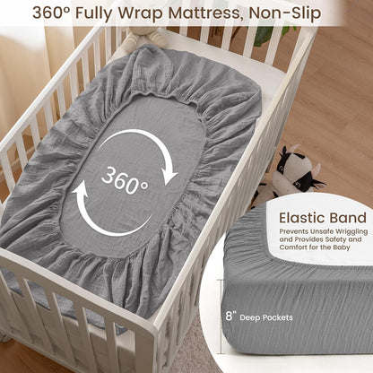 david's kids Muslin Crib Sheets for Boys Girls, 2 Pack 100% Cotton Soft Breathable Fitted Baby