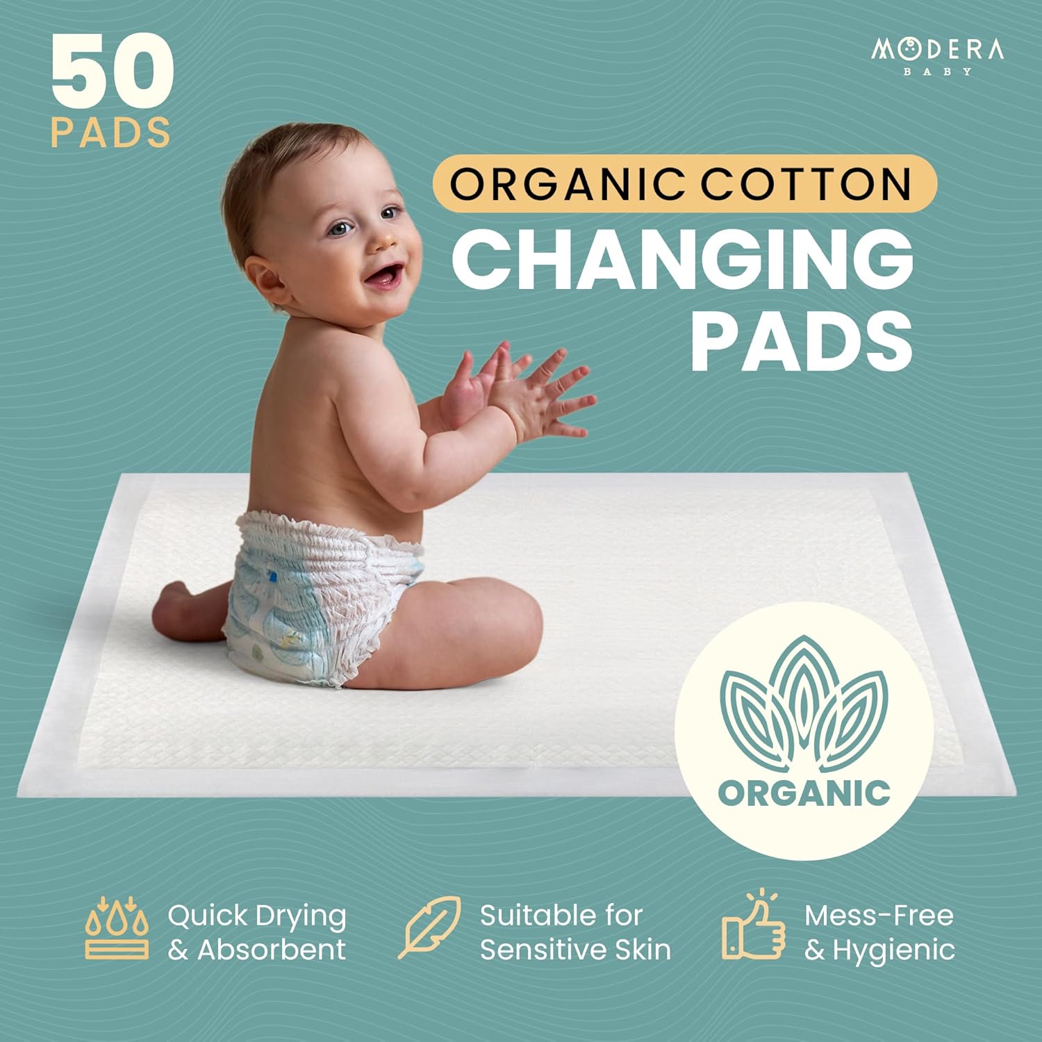 Organic Cotton Disposable Changing Pad Liners | Large 18x24 Hypoallergenic Ultra Absorbent &