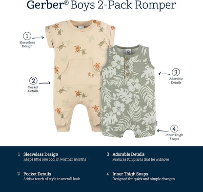 Gerber baby-boys Short Leg and Long Leg Romper Set