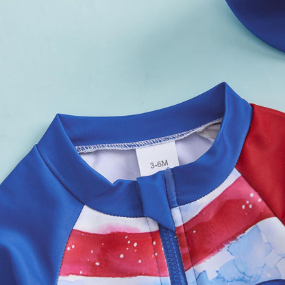 Hnyenmcko Baby/Toddler Boy Rash Guard Swimsuit Long Sleeve One Piece Zipper Swimwear Sunsuit Infant Bathing Suit Beachwear