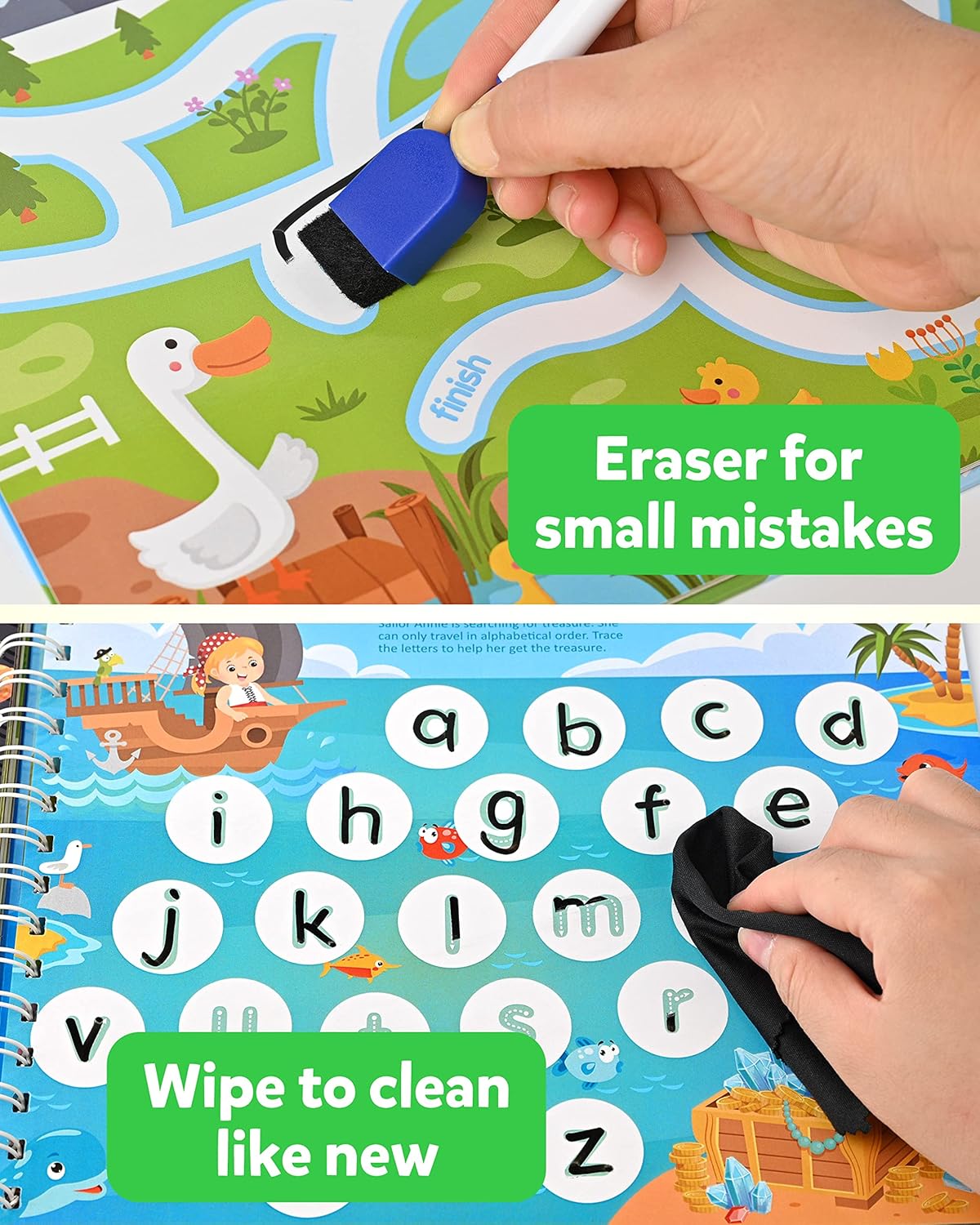 Coogam Pencil Control Tracing Workbook, Learn to Write Alphabet ABC Letters Numbers Handwriting Book Fine Motor Montessori Educational Toy Gift for Preschool Kids