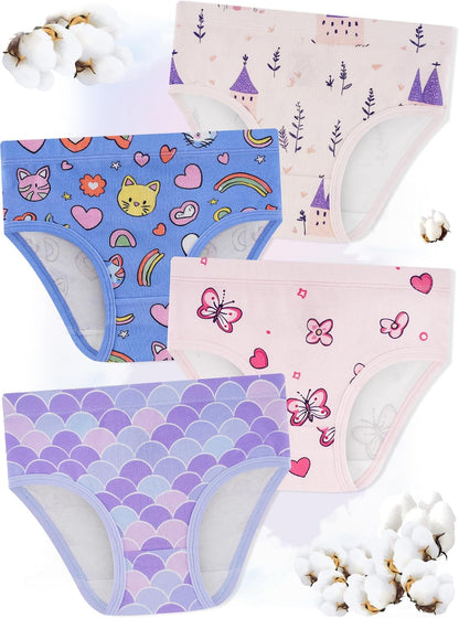 Girls' Underwear,Soft Cotton Tagless Panties for Toddlers' & Little Kids' Comfort,Breathable Briefs,8-Pack