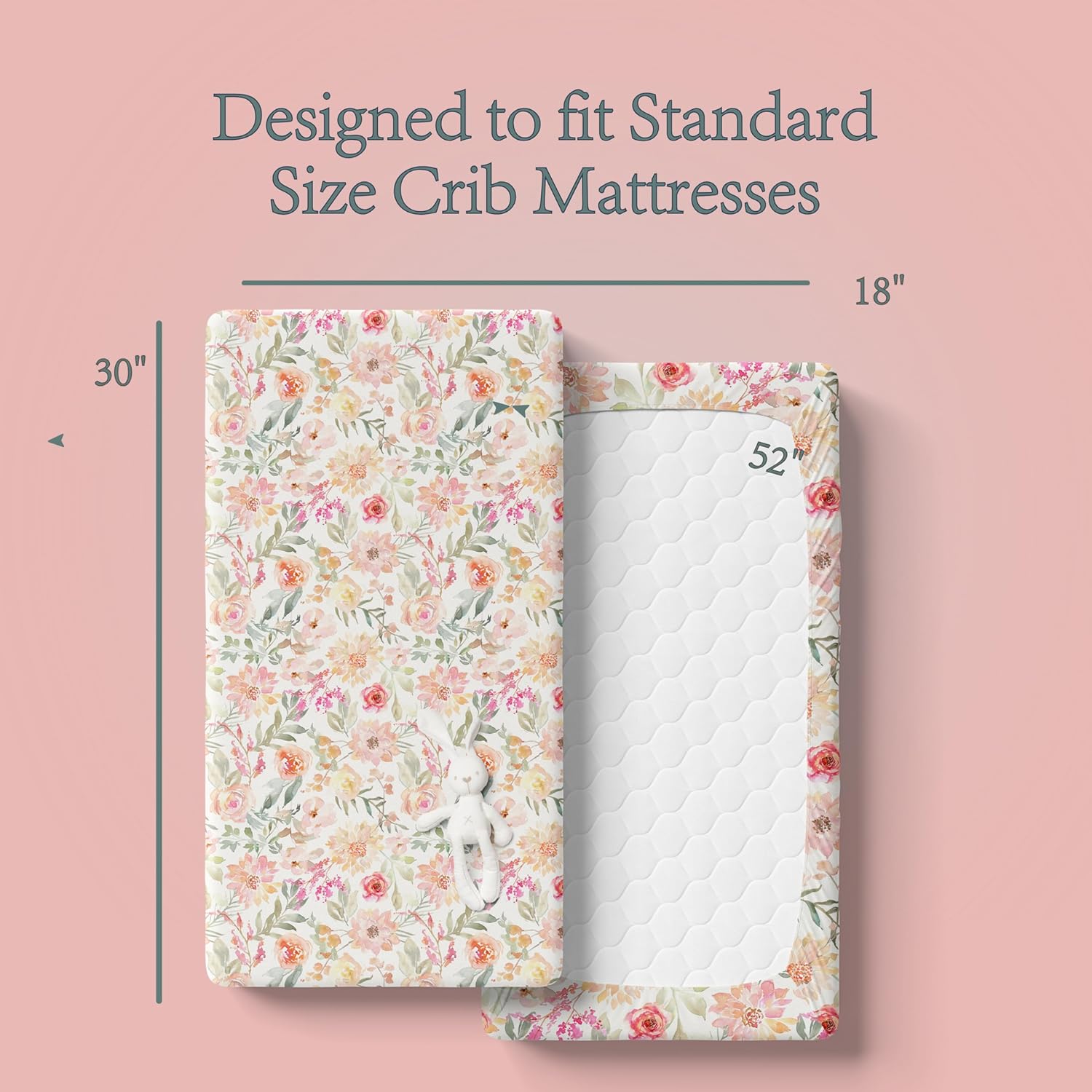 Baby Girls Crib Sheets | Floral Ultra-Soft Bedding for Crib Mattress and Toddler Beds - Blended