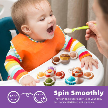 LiKee Strong Suction Cup Fidget Rotating Sensory Bath Toys for Baby 12 18 Months Airplane Car