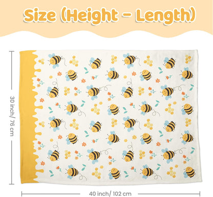 Bee Kid Blankets for Girls - 30 x 40 Soft Minky Blanket with Double Layer Dotted Backing - Gifts
