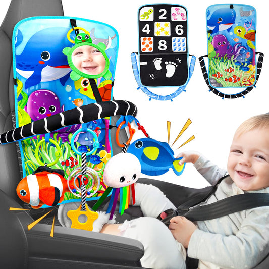 Innofans Baby Car Seat Ocean Animals Toys - Kick and Play Double Sided Infant Car Seat Toys with