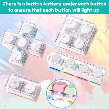4 Pcs Keyboard Fidget Keychain Decompression Toys Keyboard Fidget Clicker Finger Keyboard Toys,Fidget Keychain with LED Light Stress Relief Keyboard,Keyboard Clicker for Gifts to Pass The Boring Time