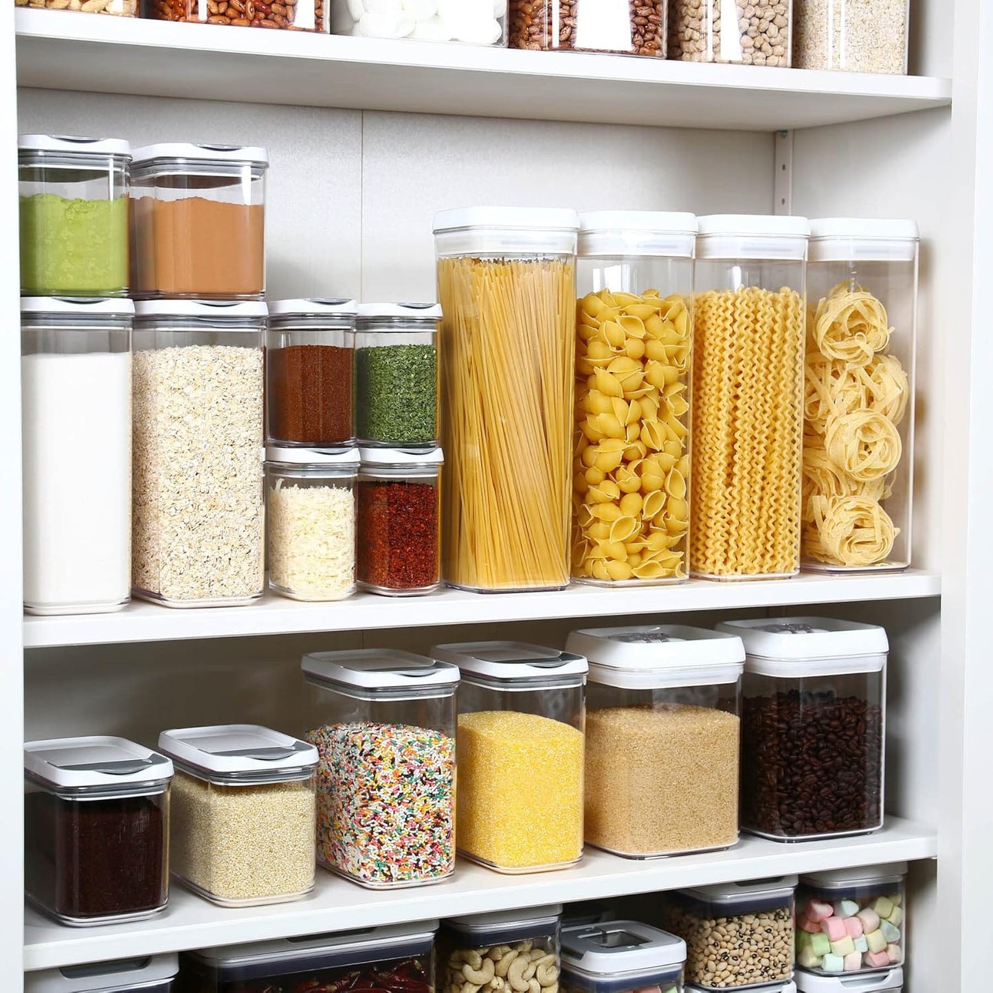 Felli Flip Tite TALL Storage Container with Lid 4" Air Tight Easy Open Ring Top, Clear Acrylic