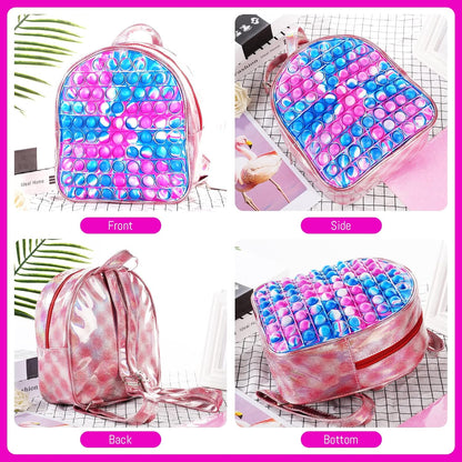 SCIONE Pop Backpack Fidget Toy for Girls, Easter Gifts for Kids School Bookbag, Large Capacity Push Bubble Backpack Fidget Toys Easter Birthday Fidgets Gifts for Girls