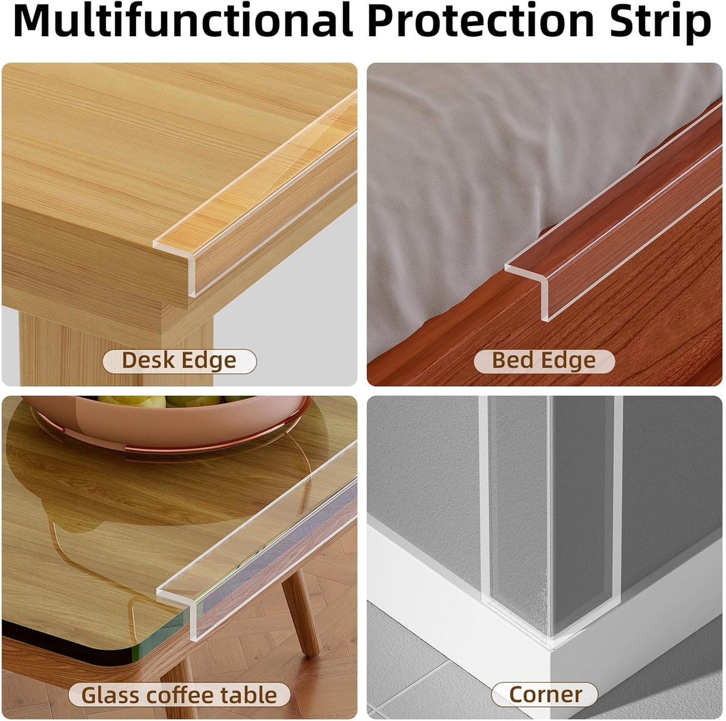 2Pack Clear Edge Protector,Safe Corner Protector, Anti-Sharp Edge Protector, for Furniture, Drawers, Tables, Cabinets 2inX6.56FT