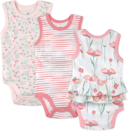 Sleeveless Bodysuits One-piece 100% Organic Cotton for Baby Boys, Girls, Unisex