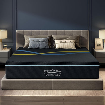 12 inch Queen Mattress Multi-Layer Memory Foam Mattress - Medium Firmness with Bamboo Charcoal & Green Tea Infusion