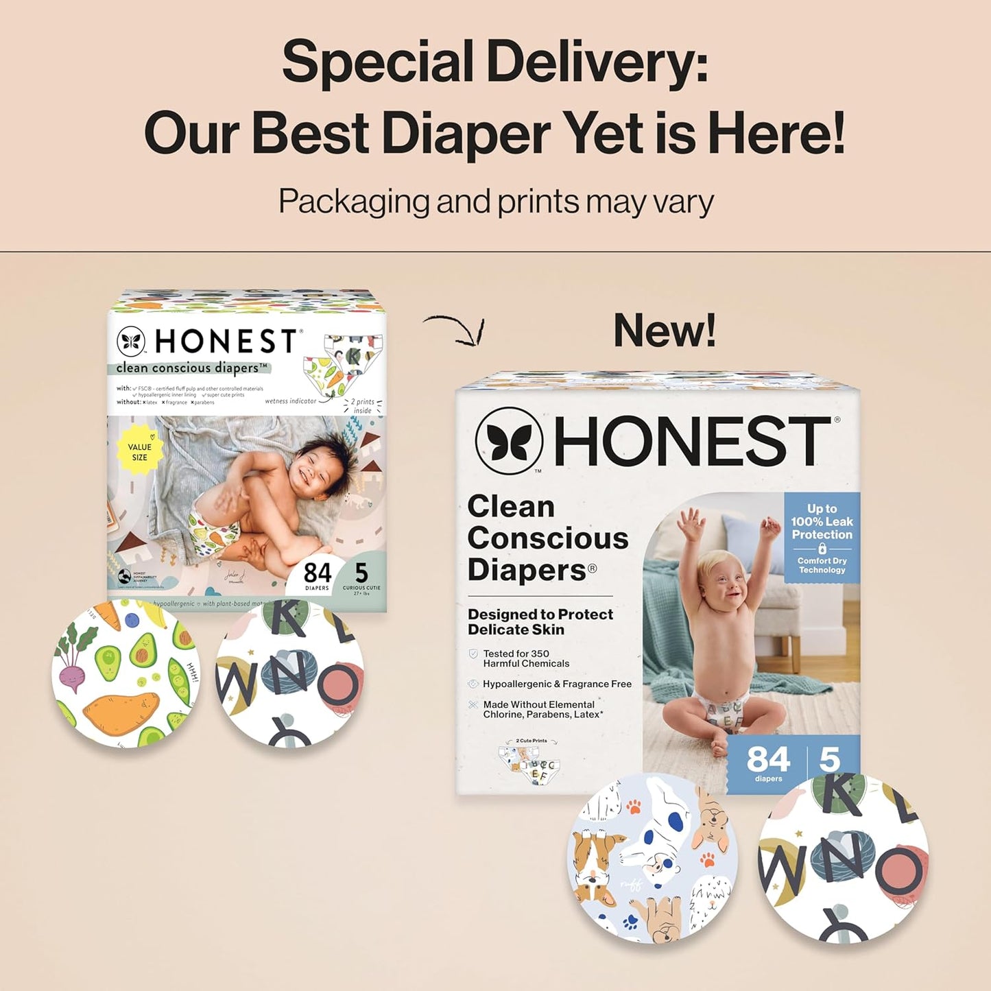 The Honest Company Clean Conscious Diapers for Delicate Skin | Up to 100% Leakproof |
