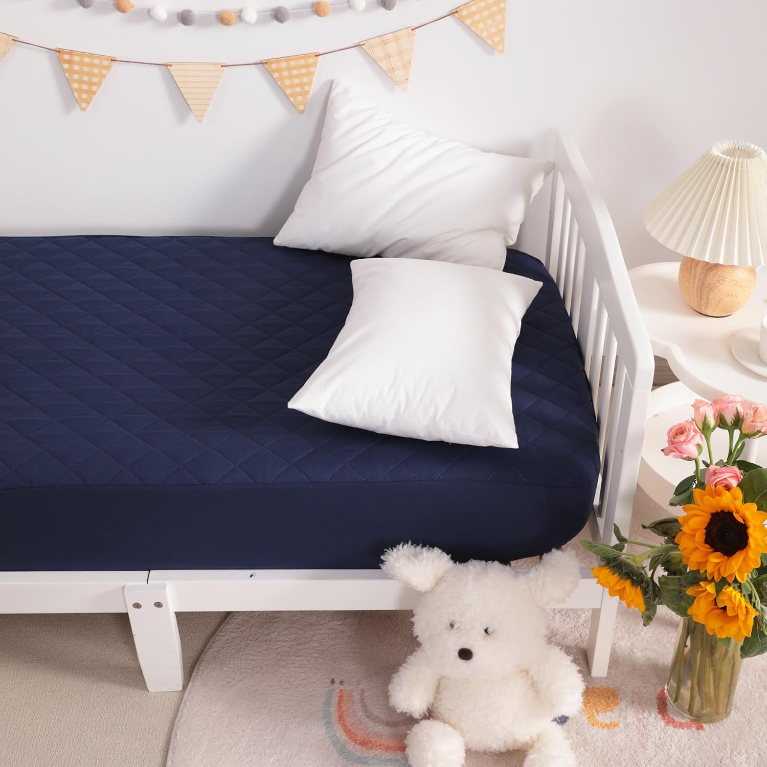 NTBAY 2 Pack Waterproof Mini Crib Mattress Protector, Quilted 24"x38" Fitted Mattress Cover