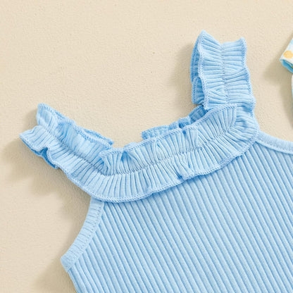 fhutpw Baby Girl Clothes Summer Cute Outfits 3 6 12 18 Months Spaghetti Strap Romper & Floarl Shorts Sets