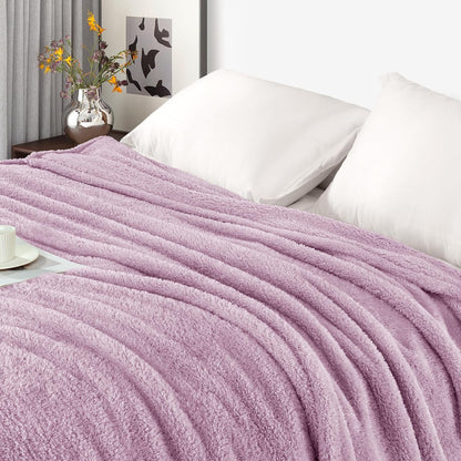Exclusivo Mezcla Fleece Blanket for Couch, Soft and Cozy King Blankets for Women Men Girls Kids, Suitable for All Seasons, Light Purple, 90x104 Inches