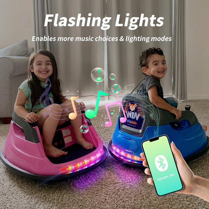 Baby Bumper Car, 6V Electric Kids Bumper Car for Toddlers with Remote Control, Bluetooth - Navy Blue