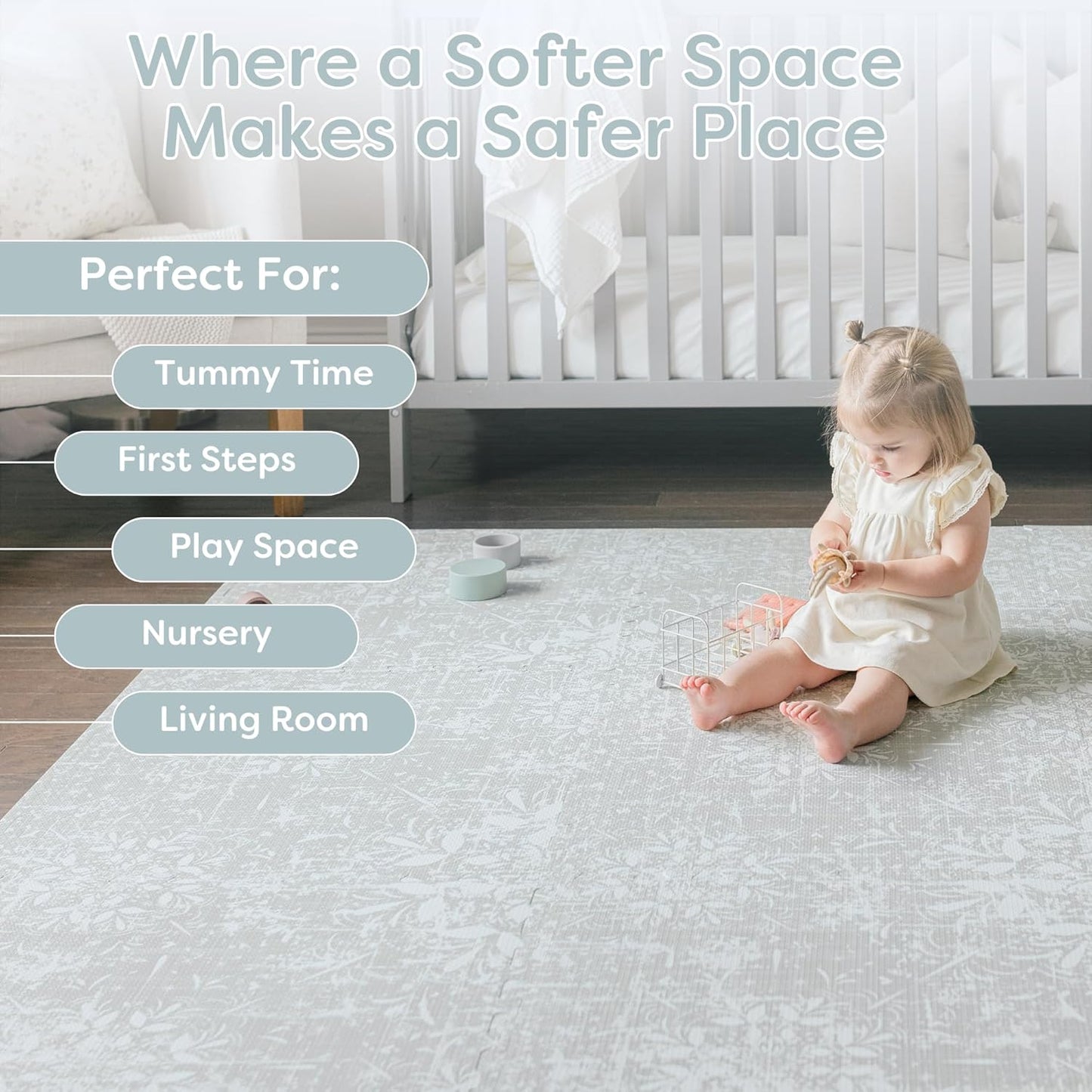 Baby Play Mats for Floor - Eden (4x6ft) - Premium EVA Foam Play Mat for Babies & Toddlers - Perfect for Tummy Time, Crawling, Playroom - Stylish & Comfortable Kids Play Mat