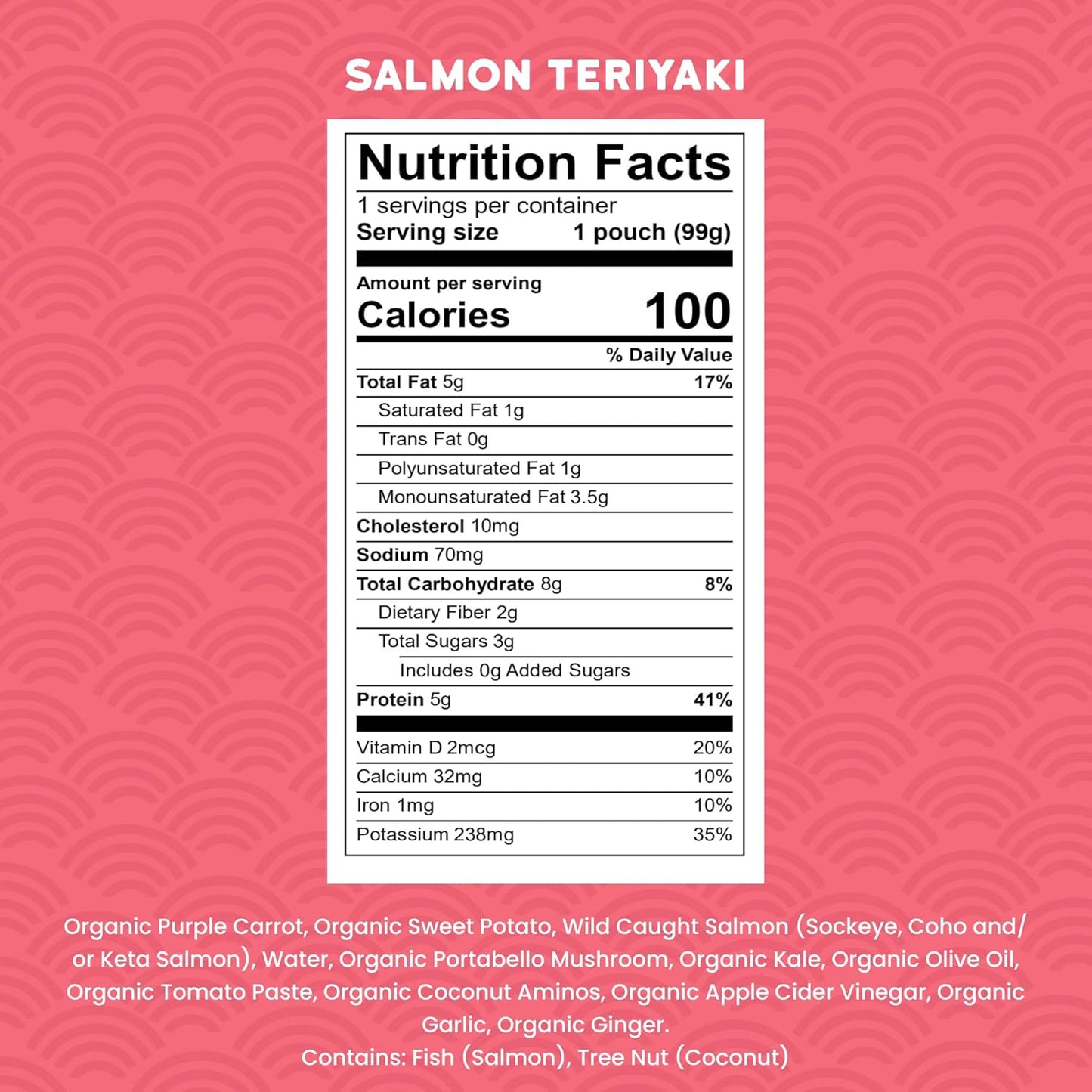 Serenity Kids 6+ Months Salmon Teriyaki Organic Baby Food Pouches - Ethically Sourced Salmon &