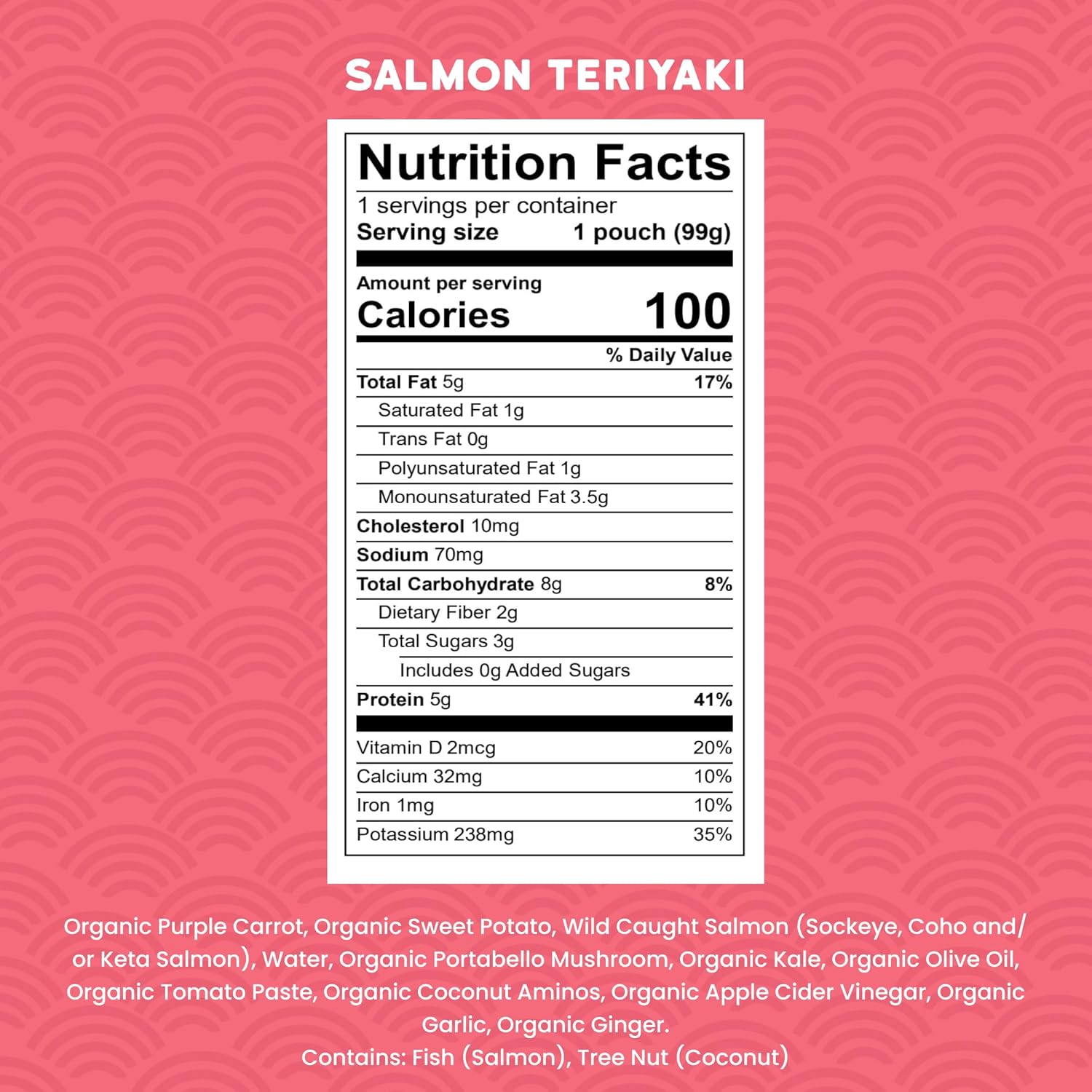 Serenity Kids 6+ Months Salmon Teriyaki Organic Baby Food Pouches - Ethically Sourced Salmon &