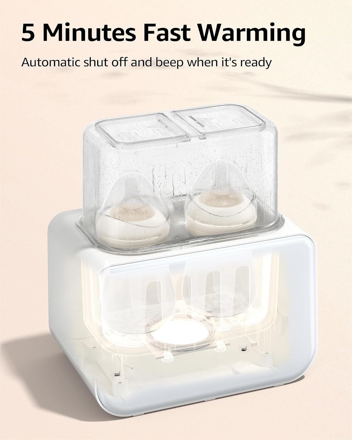 Baby Bottle Warmer, Grownsy 8-in-1 Fast Milk Warmer with Timer Breastmilk or Formula, Fits 2