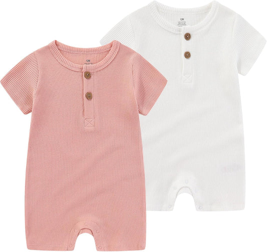 Baby Bodysuits Solid Romper One-Piece Newborn Clothes 2 Pack Baby Shower Gifts