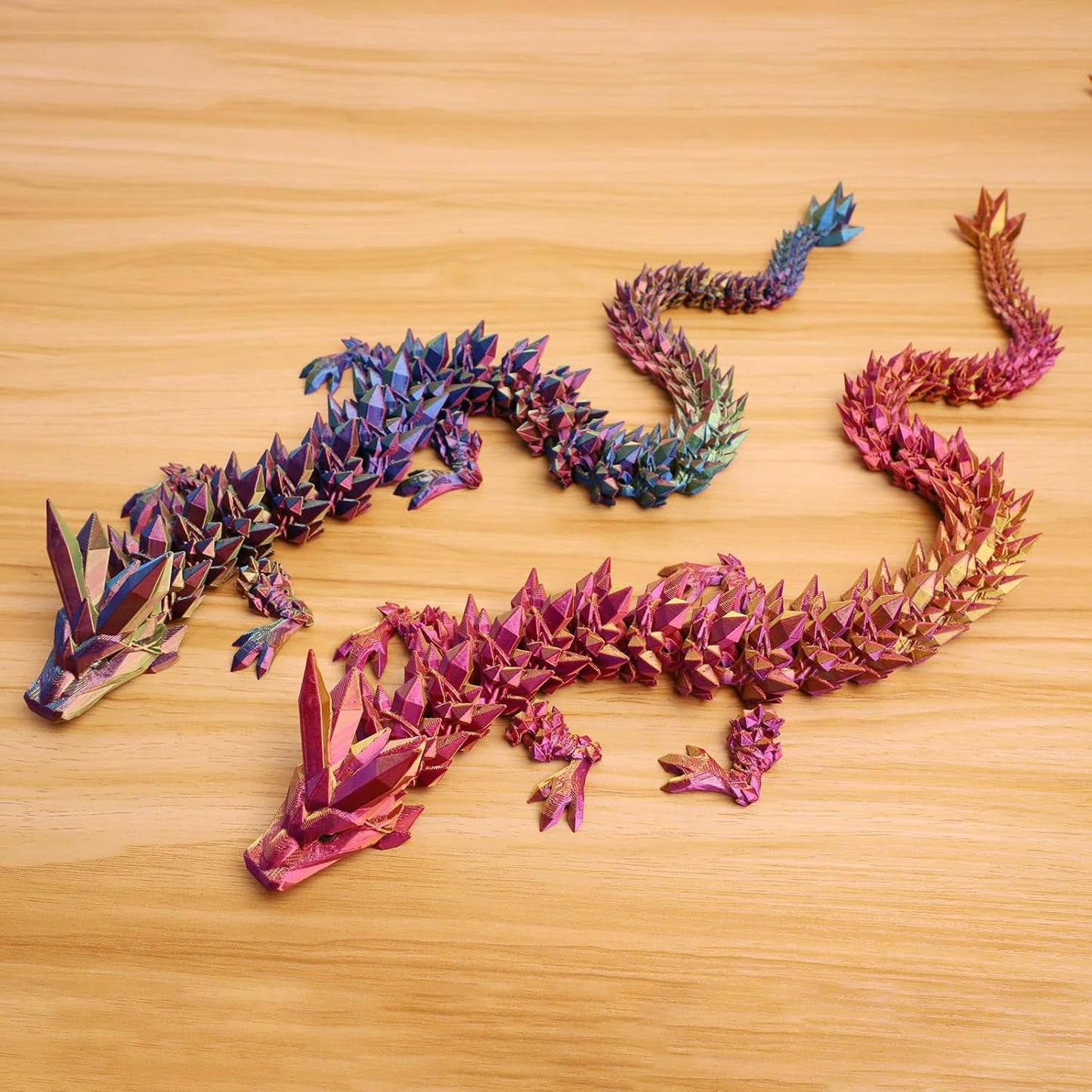 24" 3D Printed Dragon, Articulated Dragon, Crystal Dragon, Dragon Fidget Toy, Home Office Decor Executive Desk Toys ﻿(Red)