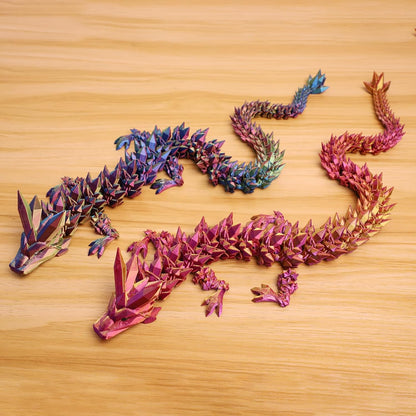 24" 3D Printed Dragon, Articulated Dragon, Crystal Dragon, Dragon Fidget Toy, Home Office Decor Executive Desk Toys ﻿(Red)
