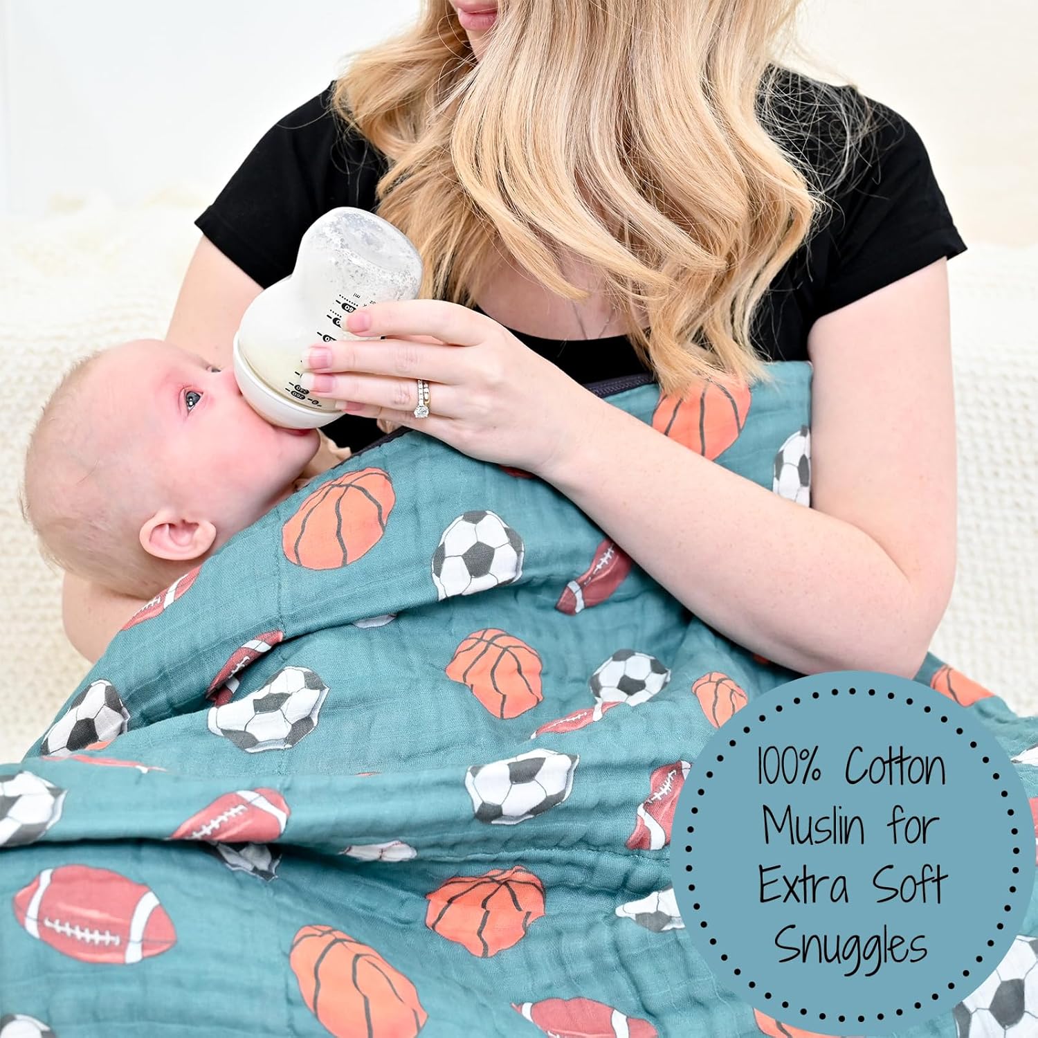 LollyBanks Muslin Baby Blanket 100% Organic Cotton, Muslin Quilt Lightweight, 6 Layers Baby