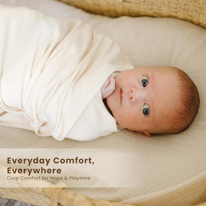 Konssy Knit Baby Blanket 2 Pack, Soft Ribbed Swaddle Receiving Blankets for Boys & Girls