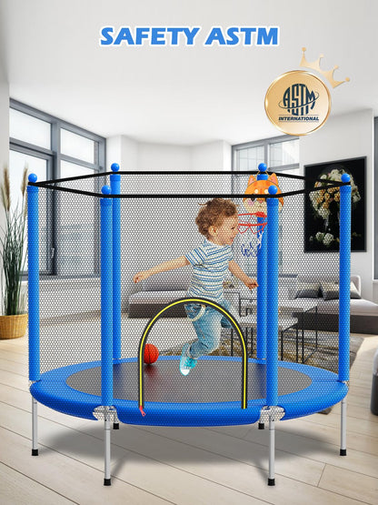 BLUERISE 55IN Indoor/Outdoor Toddler Trampoline for Kids Blue