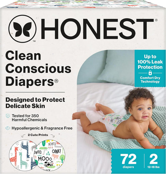 The Honest Company Clean Conscious Diapers for Delicate Skin | Up to 100% Leakproof |