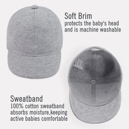 Keepersheep Baby Baseball Cap Infant Sun Hat, Cotton Knit with Soft Brim, Adjustable Soft Newborn Toddler Cap