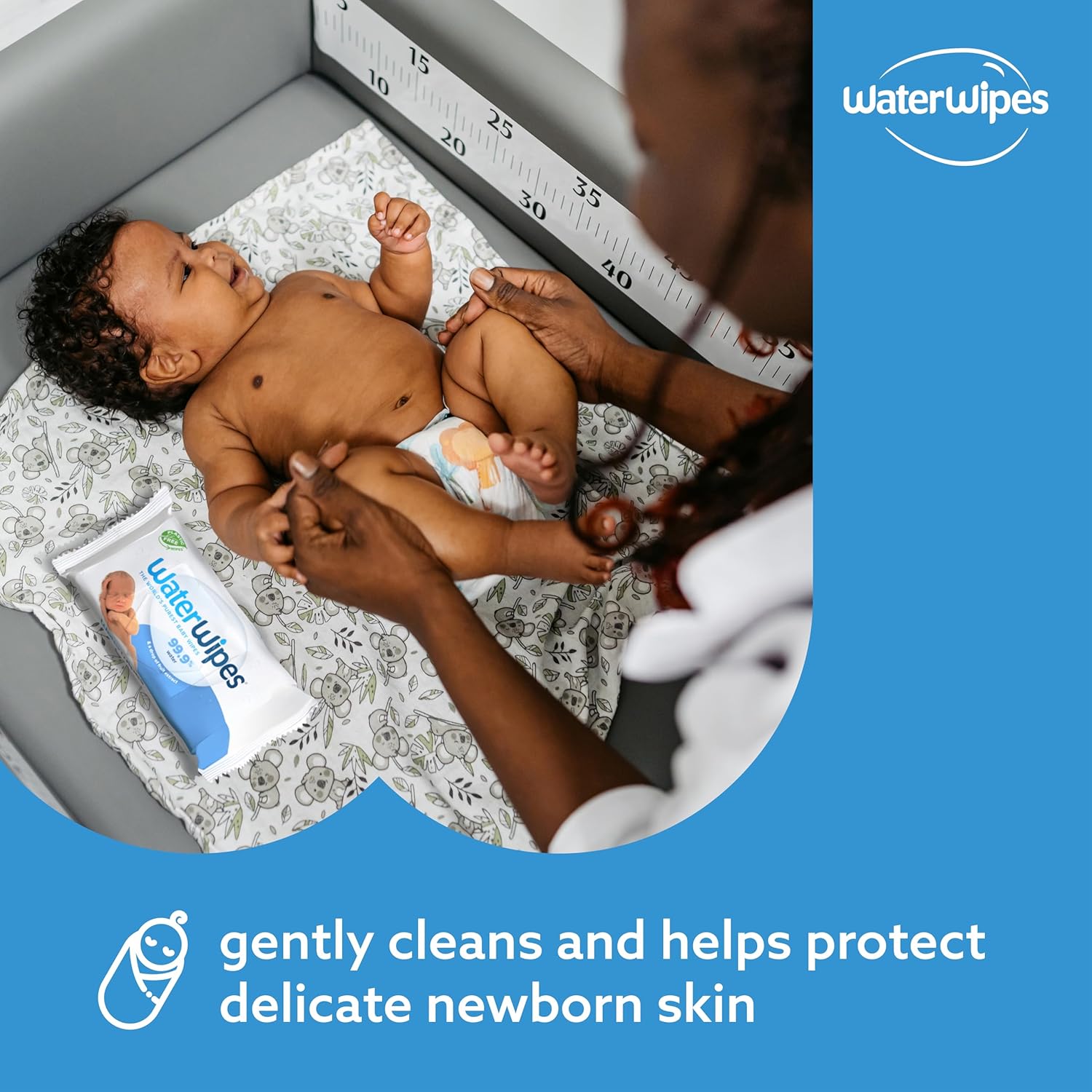 WaterWipes Sensitive+ Newborn & Baby Wipes, 3-In-1 Cleans, Cares, Protects, 99.9% Water, Unscented