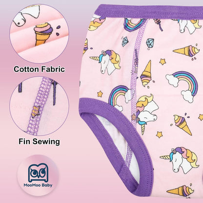 MooMoo Baby Potty Training Underwear 10 Packs Absorbent Toddler Training Pants for Boys and Girls Cotton Pee Pants 2T-9T
