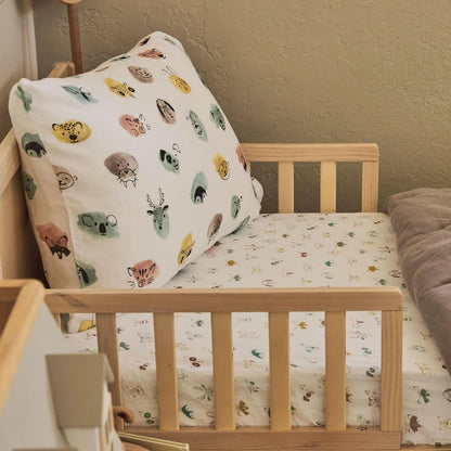 Little Unicorn Standard Pillowcase 2 Pack | Super Soft & Breathable Muslin Fabric | Snug Envelope Closure (Watercolor Critters)