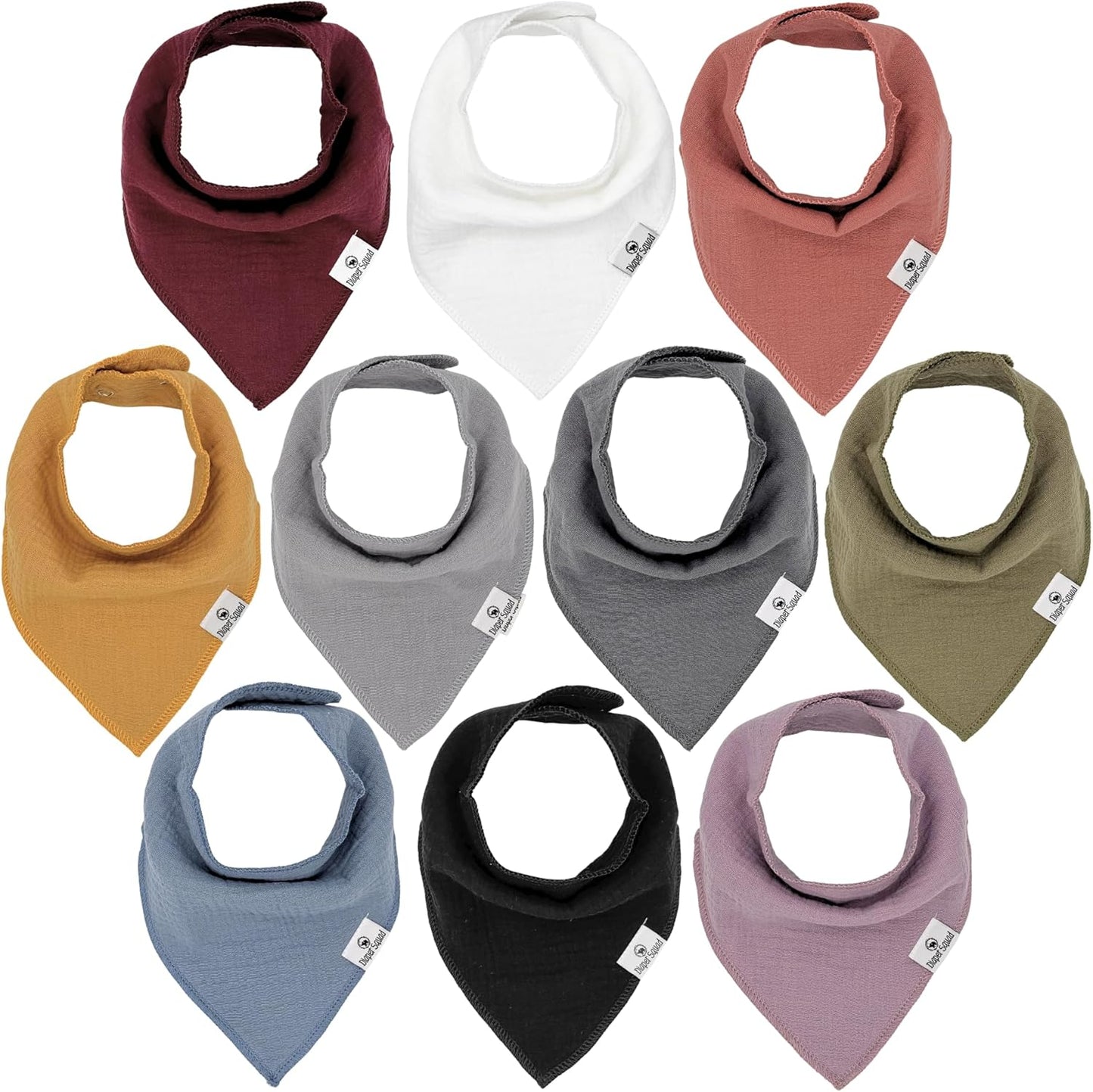 DiaperSquad's Baby Bibs for Drooling and Teething, Bibs for Boys, Baby Girl - Solid Cotton Baby Drool Bibs