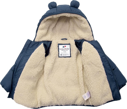 Rokka&Rolla Baby Boys' Water-Resistant Sherpa Fleece Lined Puffer Jacket Winter Coat for Newborn Infants Toddler
