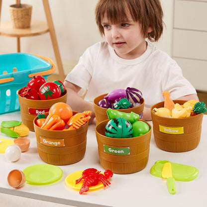 JOYIN Learning Toys Play Food Set for Toddlers, Cutting Food for Preschool Activities, Play Kitchen