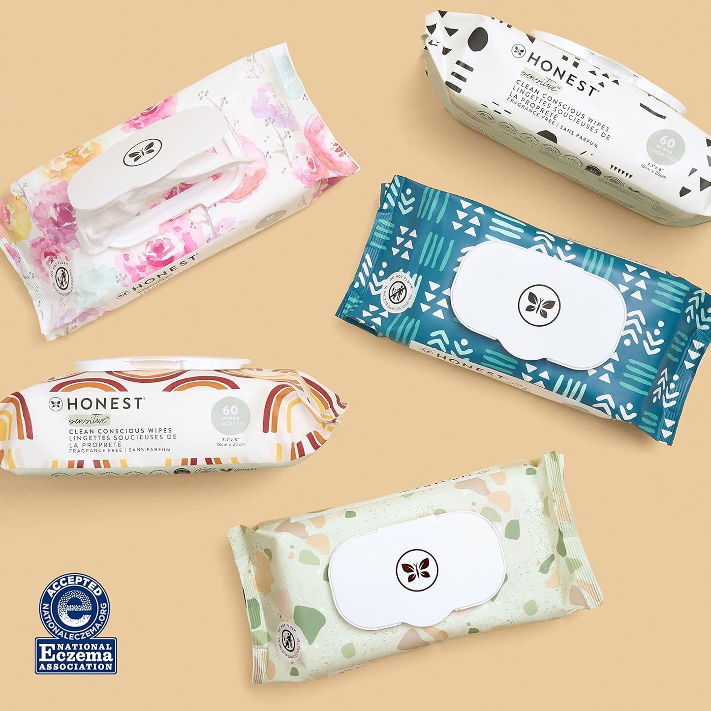 The Honest Company Clean Conscious Multi-Use Wipes | Hypoallergenic + Unscented for Sensitive Skin | Over 99% Water, Compostable, Plant Based, Baby Wipes | Balance Blues, 60 Count