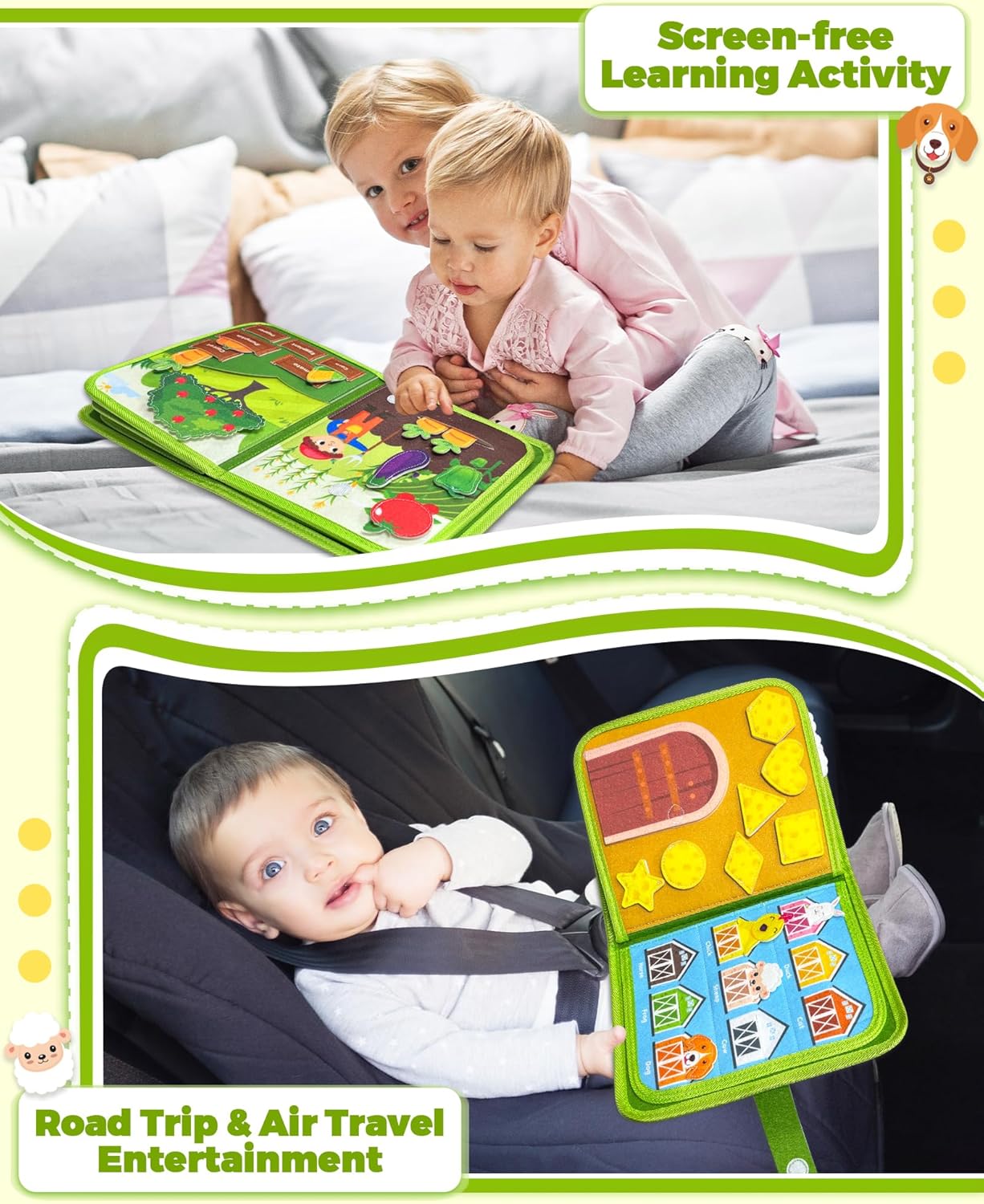 Busy Book for Toddlers 1-3, Montessori Toys for 1 2 Year Old Boy Girl Birthday Gifts, Busy Board Educational Learning Toys for 1+ Year Old, Toddler Airplane Travel Toy Farm Animals Activity Books