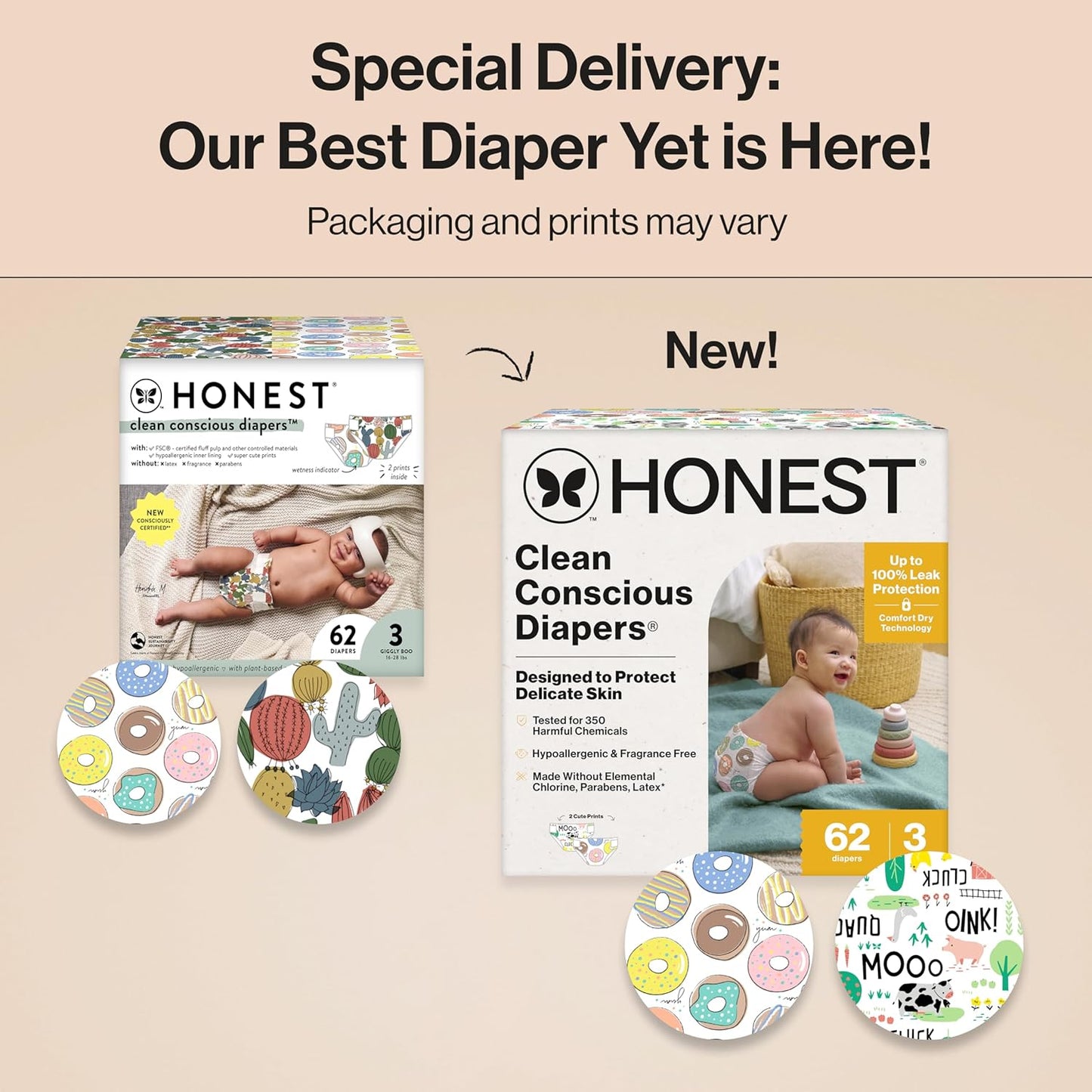 The Honest Company Clean Conscious Diapers for Delicate Skin | Up to 100% Leakproof |