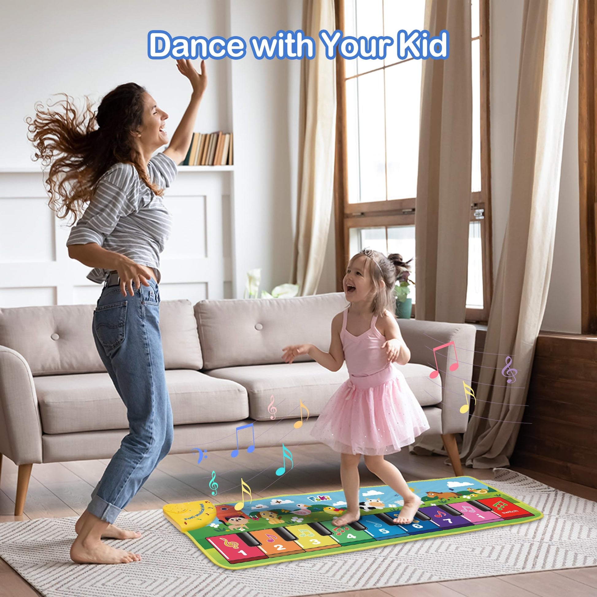 FOKI Floor Piano Mat, Toddler Toys for 1-5 Year Old Baby Boy Girl Gifts