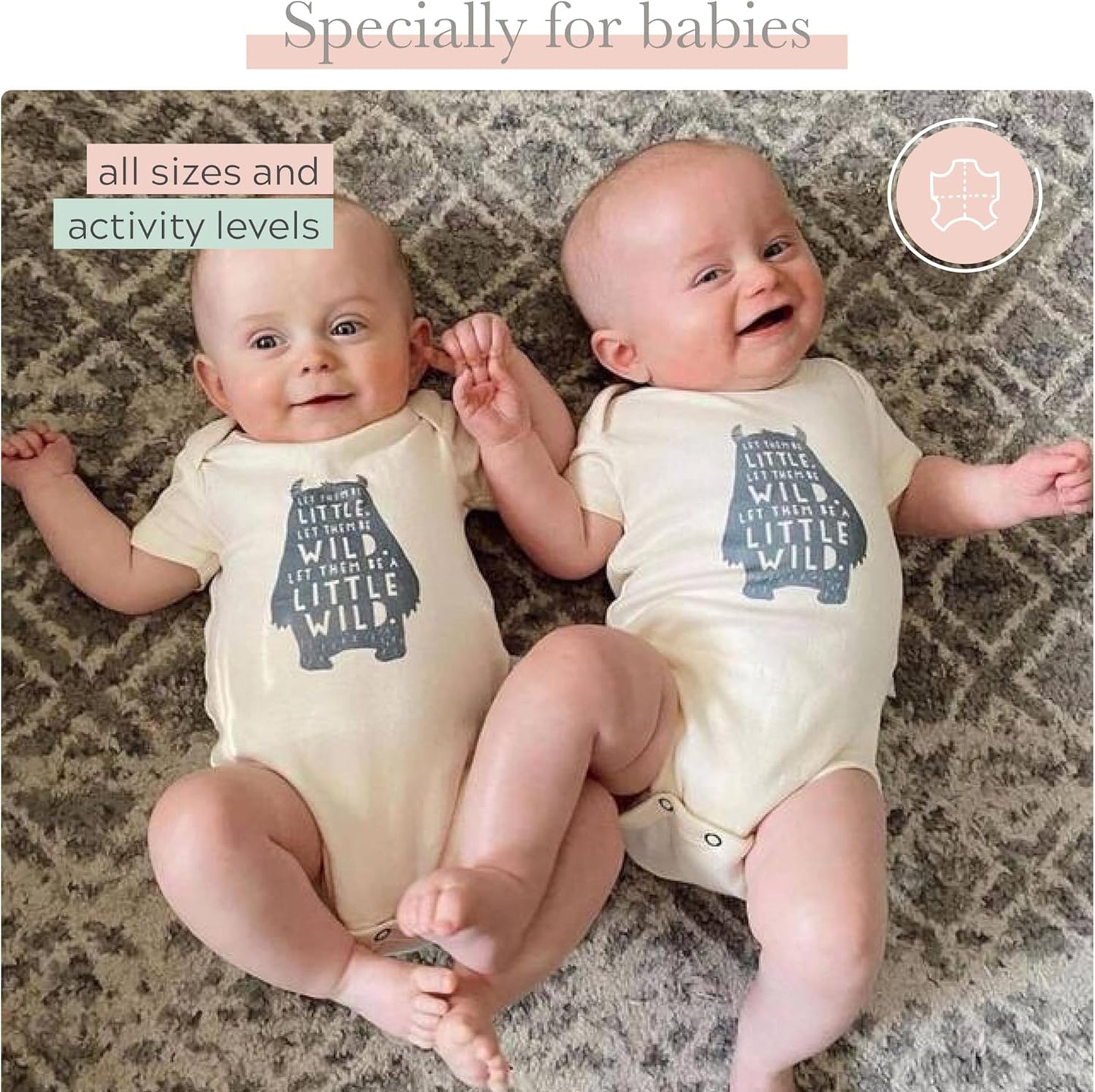 Finn + Emma Organic Cotton Graphic Baby Onesie - Gender Neutral Bodysuits for Babies 0-12 Months in Multiple Sizes and Styles