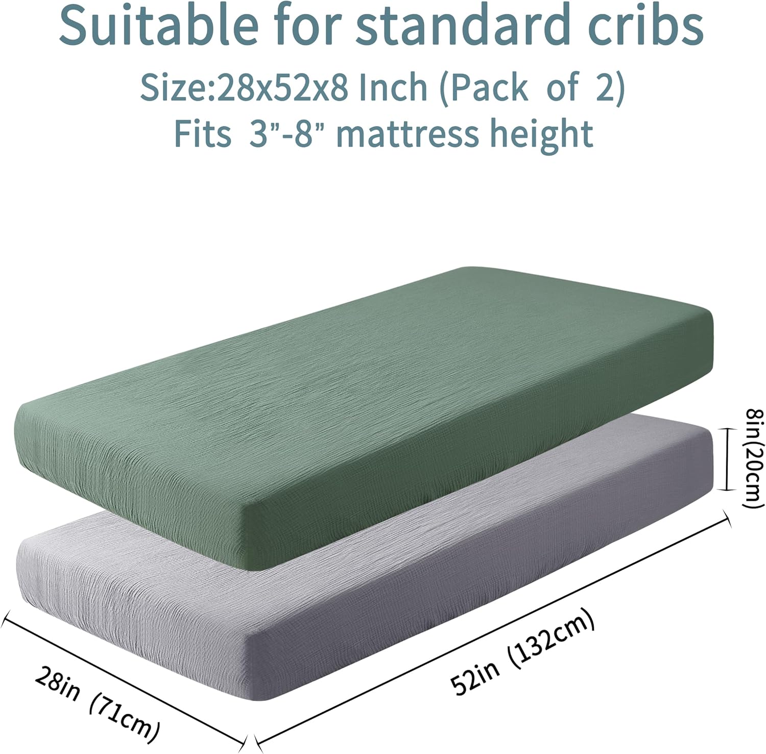 Muslin Crib Sheets for Boys Girls 100% Cotton Fitted Baby Crib Sheet 2 Pack Soft and Breathable for