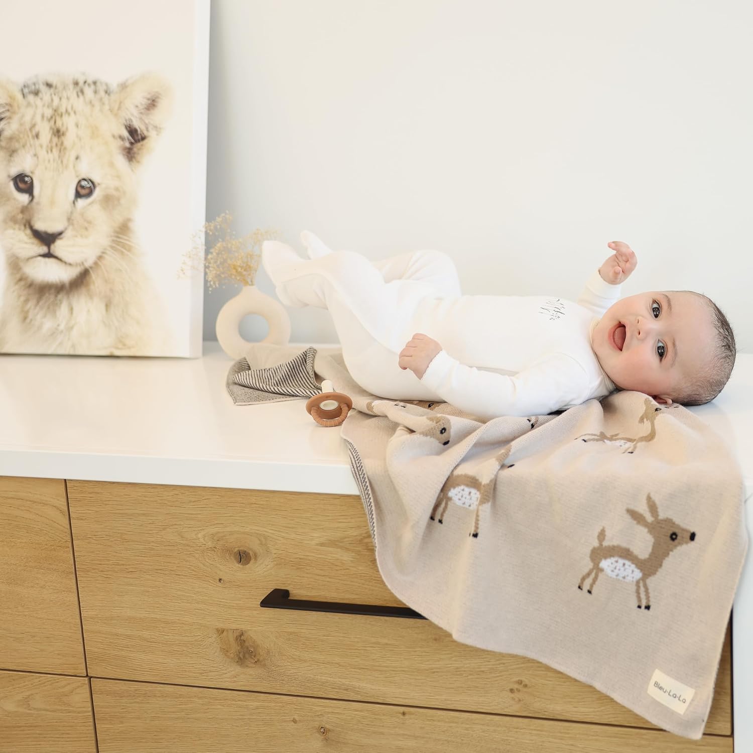Knit Baby Swaddle Blanket - 100% Cotton Soft Cozy Receiving Swaddling Crib Stroller Blanket Quilt