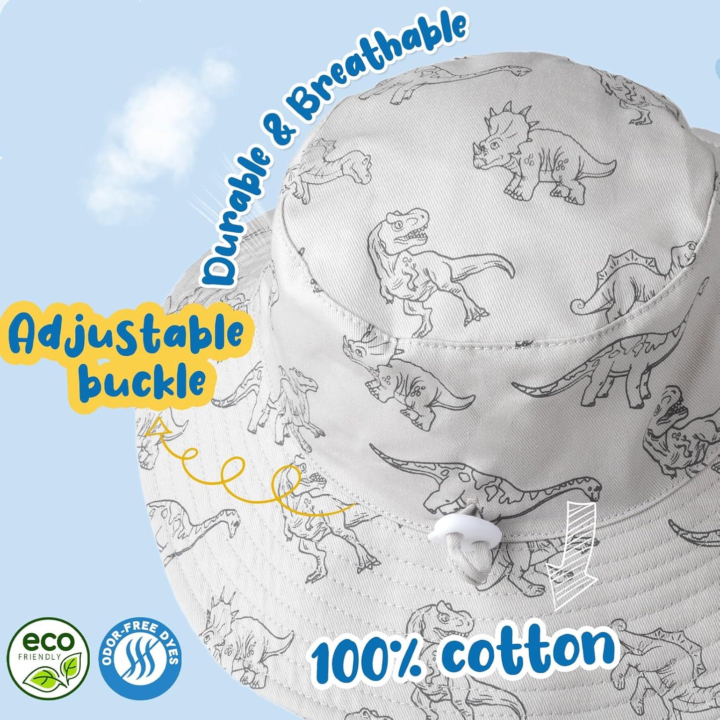 Baby Sun Hat Kids Summer UPF 50+ Toddler Bucket Hat Wide Brim Adjustable Beach Hats for Boys Girls Age 0-6 Years