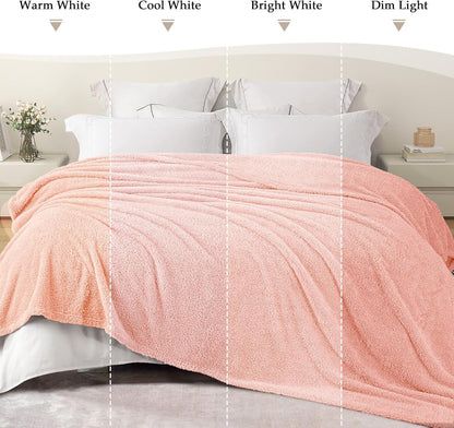 Exclusivo Mezcla Fleece Blanket for Couch, Soft and Cozy King Blankets for Women Men Girls Kids, Suitable for All Seasons, Light Pink, 90x104 Inches