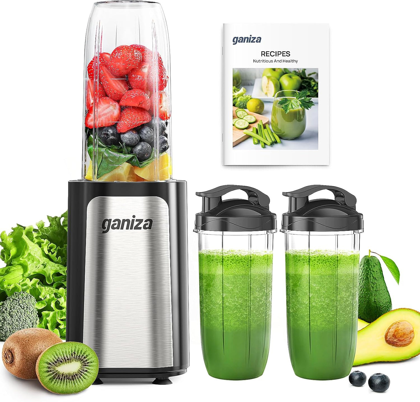 Ganiza Blender for Smoothies, 14Pcs Personal Blender for Shake and Smoothies for Kitchen with 3