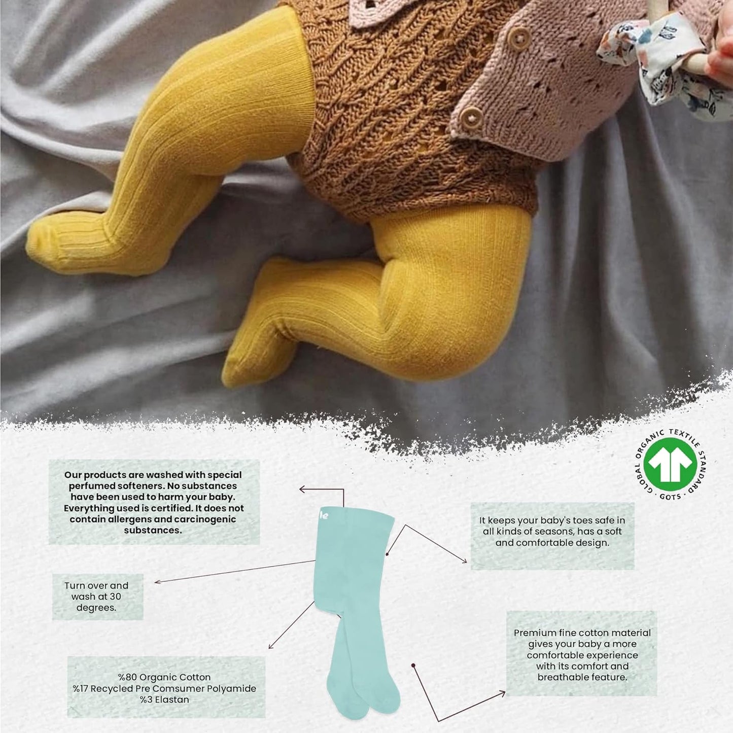 bistyle Baby Girls Tights Thick Leggings Soft | Warm Organic Cotton Stockings Pantyhose | Newborn Infant Toddler 3 Pack